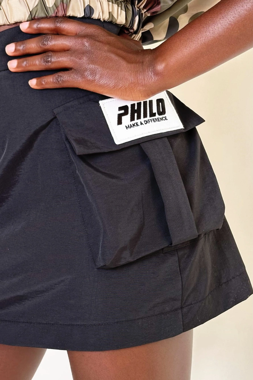 spodniczka-damska-nylonowa-cargo-black-skirt-by-philo-new-york
