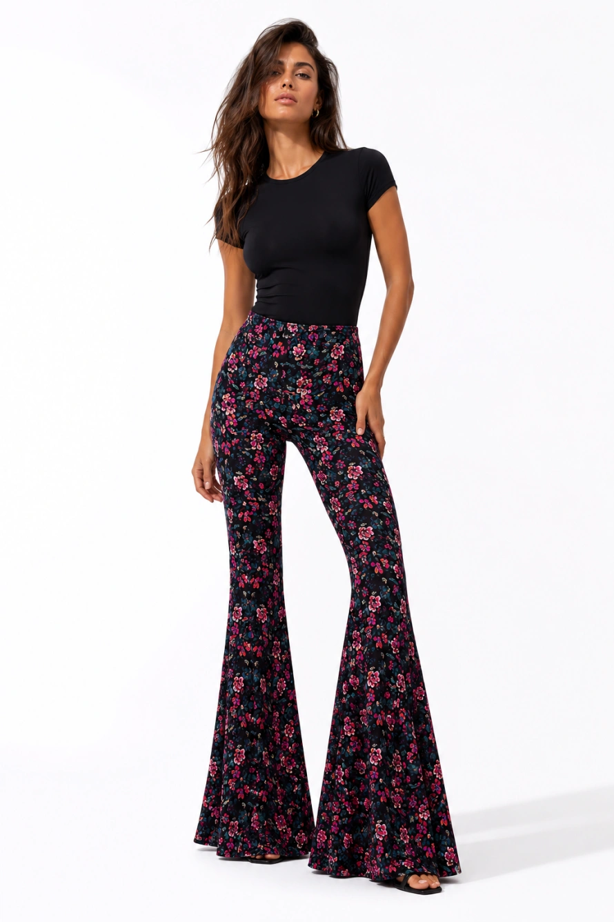 FLORAL FLARE PANTS