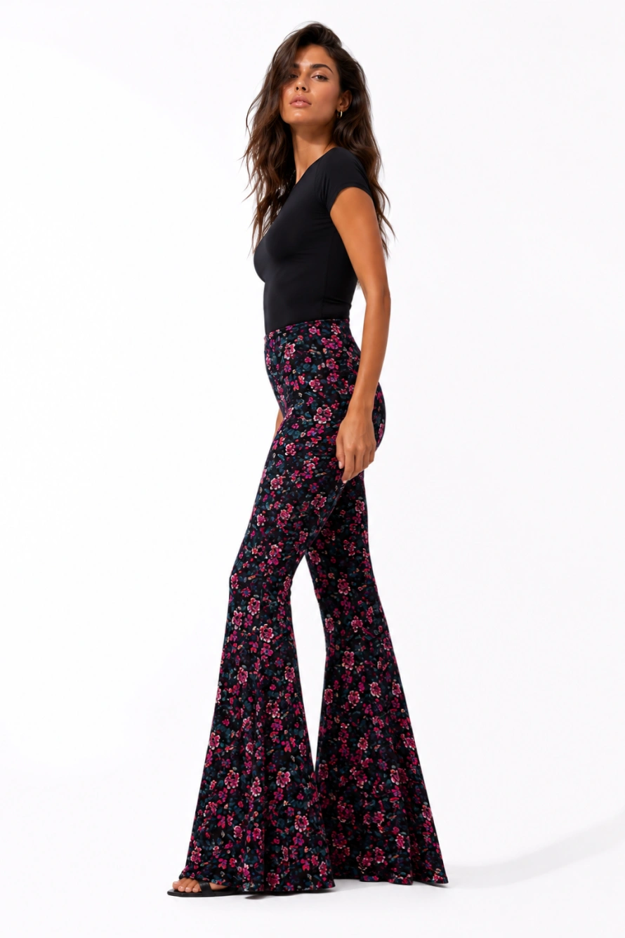 FLORAL FLARE PANTS