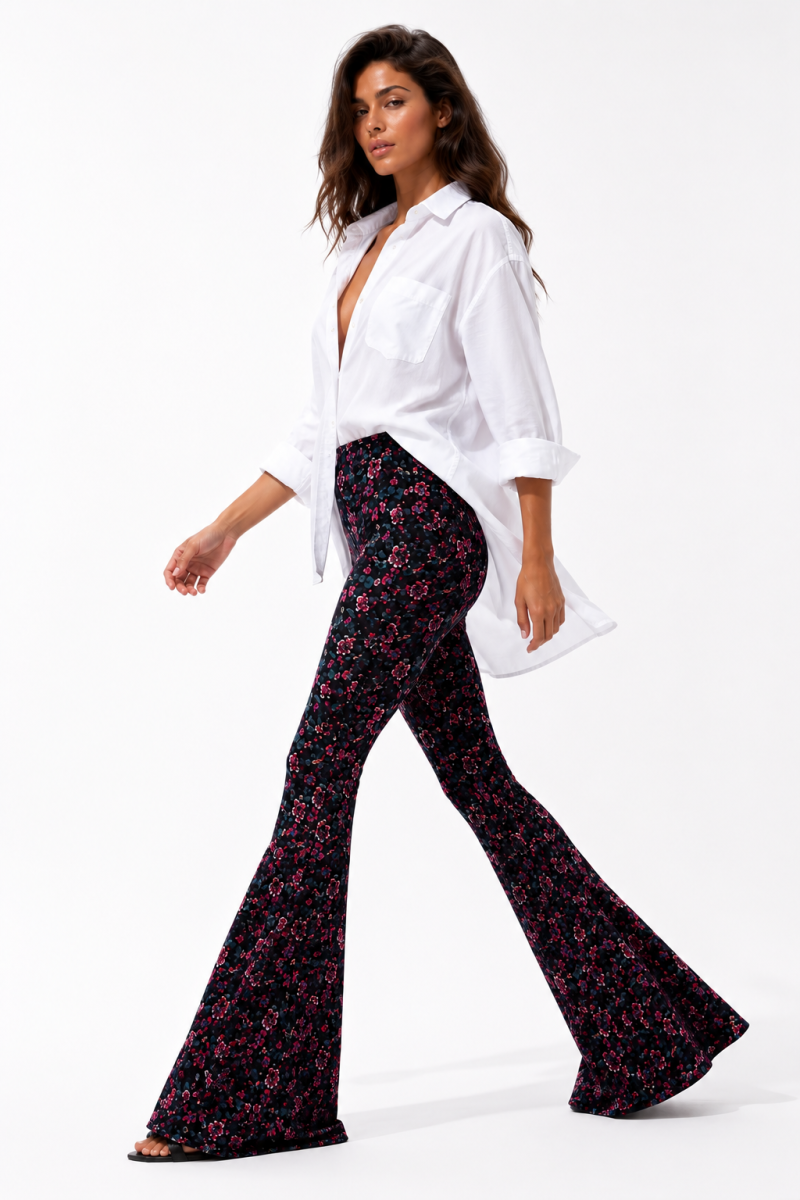 FLORAL FLARE PANTS